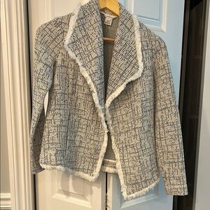 Ralph Lauren-Club Monaco White and Black Tweed Blazer.